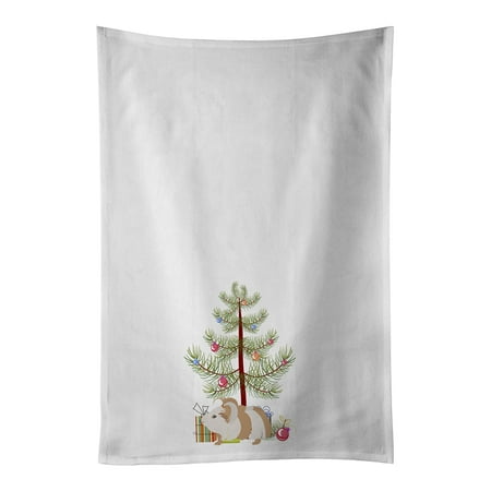 Silkie Guinea Pig Merry Christmas White Kitchen Towel Set of 2 19 in x 28 in