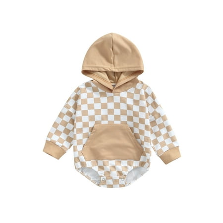 Binpure Infant Girls Boys Romper Checkerboard Print Patchwork Hooded Long Sleeve/Short Sleeve Jumpsuits with Pockets
Binpure Infant Girls Boys Romper Checkerboard Print Patchwork Hooded Long Sleeve/Short Sleeve Jumpsuits with Pockets