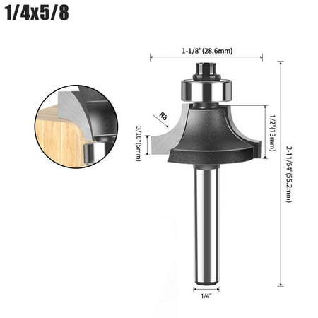 1/4 Shank Corner Round Over Router Bit with BearingMilling Cutter for Woodwork
1/4 Shank Corner Round Over Router Bit with BearingMilling Cutter for Woodwork