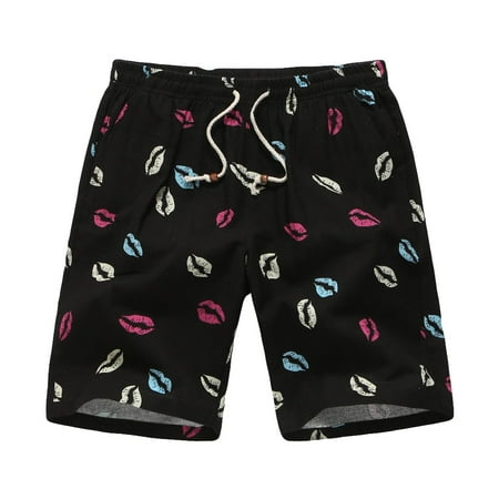 Gobestart Men's Fashion Printing Splicing Multi-Pocket Overalls Shorts Fashion Pant