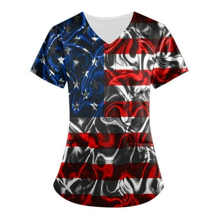 QAZXD Womens Summer Independence Day Scrub Tops V-Neck Short Sleeve Graphic Prints Shirts Blouse Blue 4XL
QAZXD Womens Summer Independence Day Scrub Tops V-Neck Short Sleeve Graphic Prints Shirts Blouse Blue 4XL