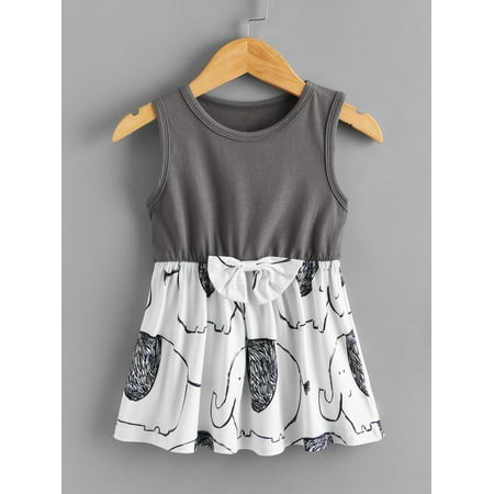 Baby Girl Cartoon Elephant Print Bow Front A line Dress Multicolor Cute A042W
Baby Girl Cartoon Elephant Print Bow Front A line Dress Multicolor Cute A042W