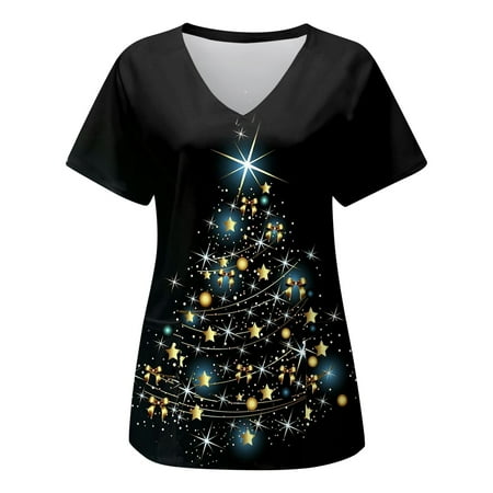 TAIAOJING Women Scrubs Top Workwear Christmas Print Short Sleeve Pocket V Neck Overalls T Shirt Short Sleeve Holiday Tops
TAIAOJING Women Scrubs Top Workwear Christmas Print Short Sleeve Pocket V Neck Overalls T Shirt Short Sleeve Holiday Tops