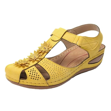 Lhked Women s Girl Comfortable Hollow Flowers Round Toe Sandals Soft Sole Shoes Summer Comfort Sandals Mother s Day Gifts& Yellow
Lhked Women s Girl Comfortable Hollow Flowers Round Toe Sandals Soft Sole Shoes Summer Comfort Sandals Mother s Day Gifts& Yellow