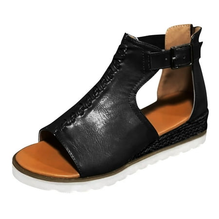 Mackneog Sandals For Women Platform Sandals Wedge Ankle Strap Open Toe Sandals Gift on Clearance