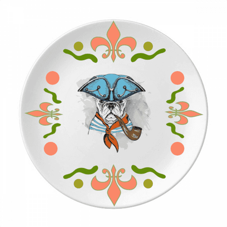 Dog Lovely Clothes Watercolor Illustration Flower Ceramics Plate Tableware Dinner Dish