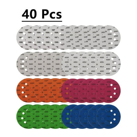 40pcs 5 Inch Sanding Discs Hook 80 to 2000 Grits Sandpaper Disc Tools set