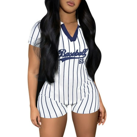 Womens Jumpsuits Casual Baseball Fashion Printed Collar Loose Short Sleeves Overalls White M
Womens Jumpsuits Casual Baseball Fashion Printed Collar Loose Short Sleeves Overalls White M