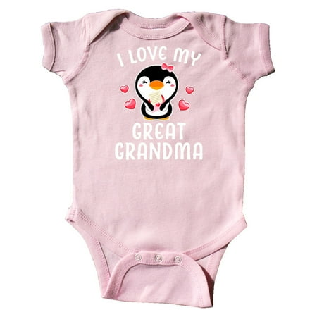 Inktastic I Love My Great Grandma with Cute Penguin and Hearts Gift Baby Girl Bodysuit