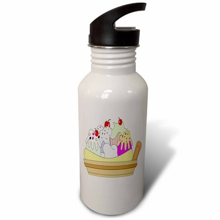 3dRose Banana Spilt Ice Cream Dish Sports Water Bottle 21oz