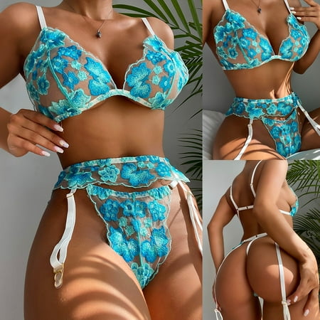 UoCefik Women s Embroidery Bodysuit Lingerie for Women Floral Mesh Sexy Bra and Panty Setswith Garter Blue L
UoCefik Women s Embroidery Bodysuit Lingerie for Women Floral Mesh Sexy Bra and Panty Setswith Garter Blue L