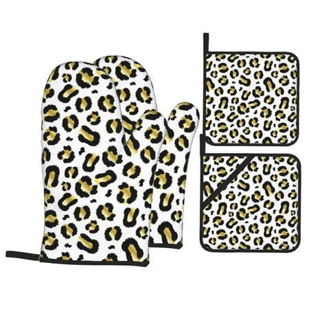 Oven Mitts and Pot Holders 4 pcs Set Leopard gold black cute Heat Resistant Silicone Oven Mitts Pot Holders for Kitchen Baking Cooking Non-Slip Oven Gloves Hot Pads Potholders
Oven Mitts and Pot Holders 4 pcs Set Leopard gold black cute Heat Resistant Silicone Oven Mitts Pot Holders for Kitchen Baking Cooking Non-Slip Oven Gloves Hot Pads Potholders