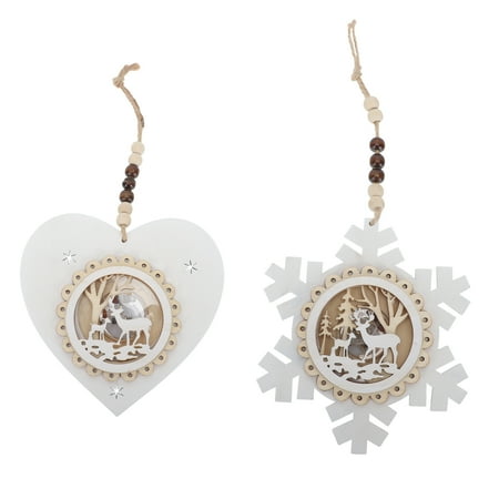 2pcs Snowflake Pendants Heart-shaped Pendants Luminous Hanging Ornaments