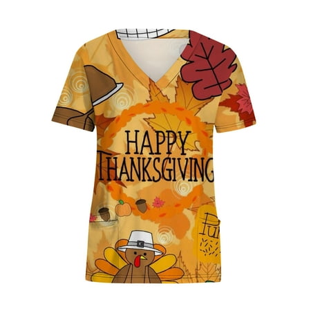 Funicet Thanksgiving Shirts for Women Scrubs Tops Plus Size Working Uniform With Pockets Short Sleeve V-neck Nursing Uniform Printed Blouse
Funicet Thanksgiving Shirts for Women Scrubs Tops Plus Size Working Uniform With Pockets Short Sleeve V-neck Nursing Uniform Printed Blouse