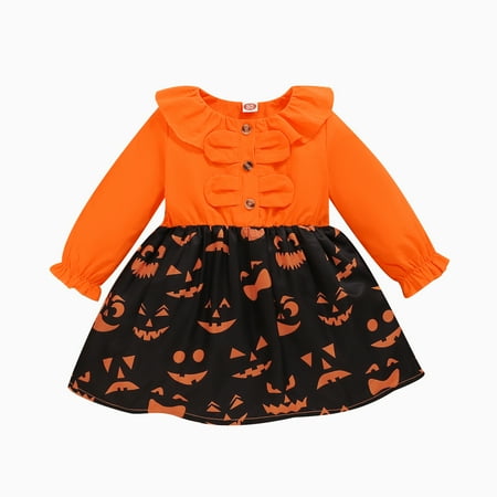 NZRVAWS Baby Girls Dress Splice Halloween Element Print Lotus Leaf Collar Long Sleeve Button Dress 1PCS Halloween Dress 18-24 Months Orange
NZRVAWS Baby Girls Dress Splice Halloween Element Print Lotus Leaf Collar Long Sleeve Button Dress 1PCS Halloween Dress 18-24 Months Orange