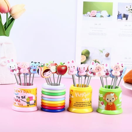 (Pink)1Set Stainless Steel Fruit Fork Animal Rainbow Fruit Dessert Fork w/Storage Jar
(Pink)1Set Stainless Steel Fruit Fork Animal Rainbow Fruit Dessert Fork w/Storage Jar