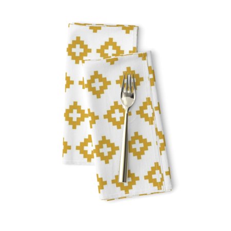 Yellow Tribal Diamonds Geometric Cotton Dinner Napkins by Roostery Set of 2