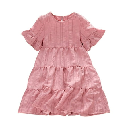 Girls Dresses 4 To 7 Years Old Pink Ribbed Dress Short Sleeve Pink Ruffled Multi Layered Dress Princess Dress Summer Girl Clothes
Girls Dresses 4 To 7 Years Old Pink Ribbed Dress Short Sleeve Pink Ruffled Multi Layered Dress Princess Dress Summer Girl Clothes