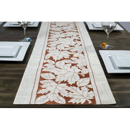 Lurex Leaf 100% Polyester Dining Room Table Runner 13 x70