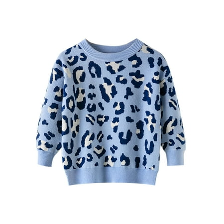 

Dadaria Toddler Sweater 2-7T Toddler Youth Teen Boys Girls Long Sleeve Cartoon Knit Print Sweater knitwear Blue 130 Toddler