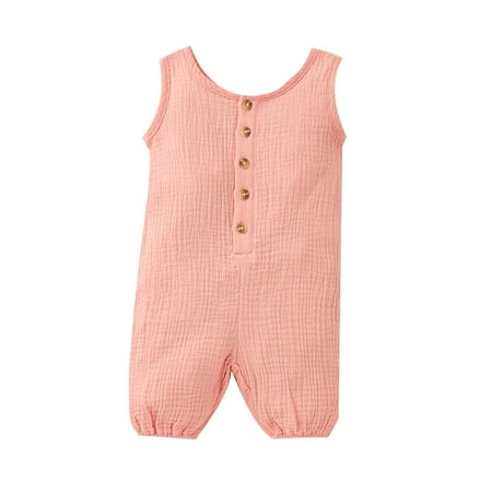 elfinBE Newborn Baby Unisex Infant Toddler Solid Color Sleeveless Buttons Pleated Casual Romper 0-18M
elfinBE Newborn Baby Unisex Infant Toddler Solid Color Sleeveless Buttons Pleated Casual Romper 0-18M