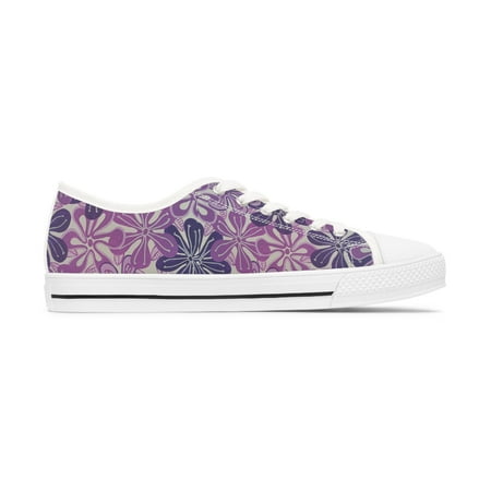 Seasidesart Grape Purple Art Deco Flowers Women s Low Top Sneakers