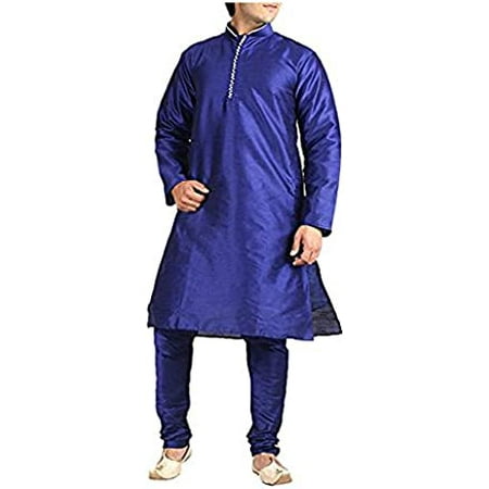 Royal Men s Silk Blend Kurta Pyjama Set (ROYAL_62_Blue_X-Large)