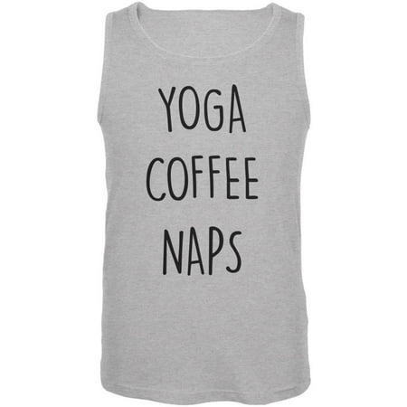 Yoga Coffee Naps Heather Grey Adult Tank Top