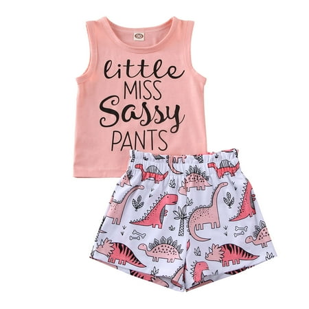 Toddler Baby Girl Shorts Set Sleeveless Pink Miss Sassy Pants Shirt Tank Top Dinosaur Shorts Summer Clothes Outfits
Toddler Baby Girl Shorts Set Sleeveless Pink Miss Sassy Pants Shirt Tank Top Dinosaur Shorts Summer Clothes Outfits