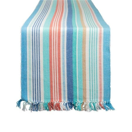 13 x 72 in. Seashore Stripe Fringed Table Runner