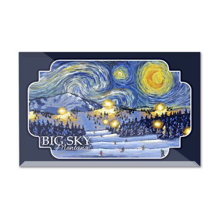 Big Sky, Montana - Starry Night - Contour - Lantern Press Artwork (12x8 Acrylic Photo Block Gallery Quality)