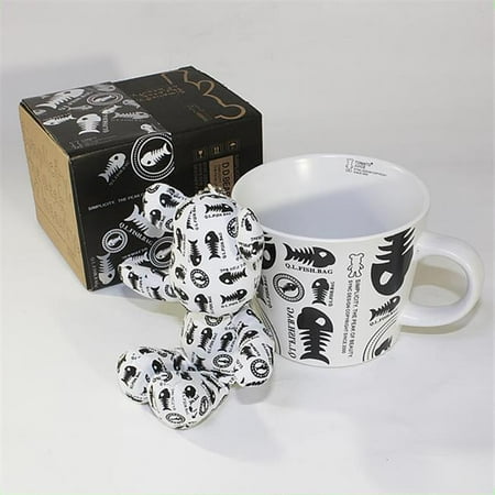 Fish Bones Stuffed Bear Mug 3.3 inch Height