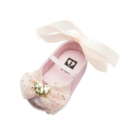 Binmer Toddler Kids Baby Girls Shoes Non-Slip Bowkont Princess Dress Shoes Lace Shoes