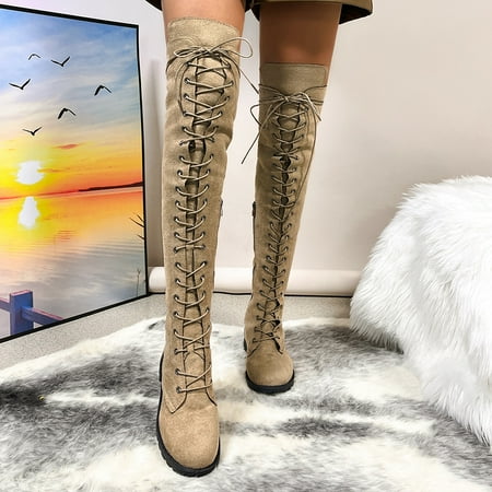 Women‘s Over The Knee Boots Solid Color Lace Up & Side Zipper Shoes Round Toe Chunky Low Heel Shoes
Women‘s Over The Knee Boots Solid Color Lace Up & Side Zipper Shoes Round Toe Chunky Low Heel Shoes
