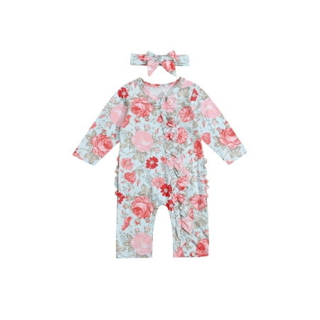 Canrulo 2Pcs Newborn Baby Girl Floral Jumpsuit Long Sleeve Ruffle Romper Bodysuit+Headband Clothes Light Blue 0-3 Months
Canrulo 2Pcs Newborn Baby Girl Floral Jumpsuit Long Sleeve Ruffle Romper Bodysuit+Headband Clothes Light Blue 0-3 Months