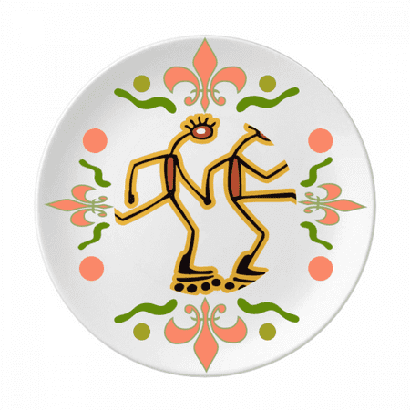 Egypt Figure Roller Skating Pattern Flower Ceramics Plate Tableware Dinner Dish