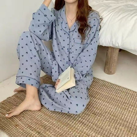 CoCopeaunt Cotton Womens Pajamas Korean Sleepwear Summer Pijama Heart Print Pyjamas Short Sleeve 2 Piece Set Suits Loungewear
CoCopeaunt Cotton Womens Pajamas Korean Sleepwear Summer Pijama Heart Print Pyjamas Short Sleeve 2 Piece Set Suits Loungewear
