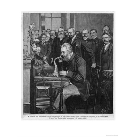 Alexander Graham Bell American Inventor and Educator Inaugurates the New York- Chicago Telephone Print Wall Art