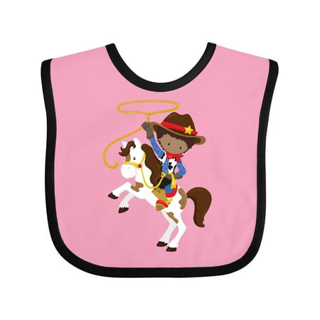 Inktastic African American Boy Cowboy Sheriff Lasso Gift Baby Boy Bib