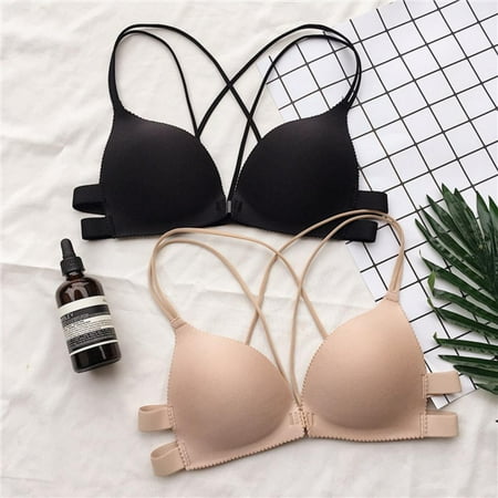 Solid Color 3/4 Cup Bra Front Buckle Bra Padded Wire Free Bra Push Up Bra Cross Back Bra Women Seamless Underwear 2pcs
Solid Color 3/4 Cup Bra Front Buckle Bra Padded Wire Free Bra Push Up Bra Cross Back Bra Women Seamless Underwear 2pcs