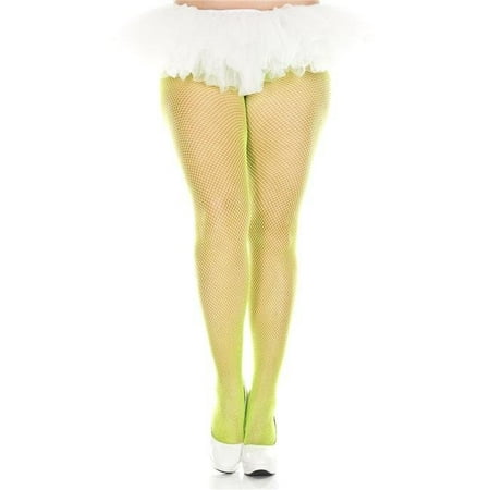 Plus Size Fishnet Seamless Pantyhose - Neon Green