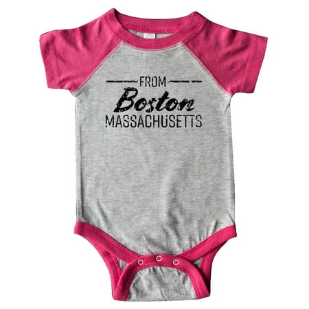 

Inktastic From Boston Massachusetts in Black Distressed Text Gift Baby Boy or Baby Girl Bodysuit