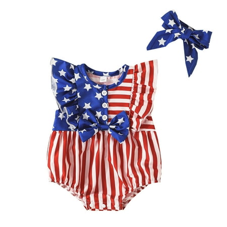 One-Piece Clothes Girls Sleeveless Independence Day Stars Striped Printed Romper 4Th Of July Bowknot Ruffles Bodysuits Headbands
One-Piece Clothes Girls Sleeveless Independence Day Stars Striped Printed Romper 4Th Of July Bowknot Ruffles Bodysuits Headbands