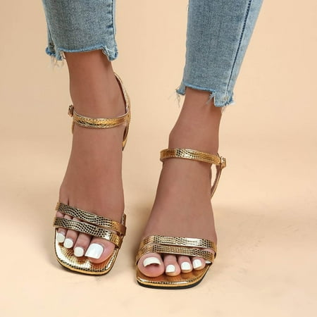 Dressy Sandals for Womens Summer Heels- Middle Heel Buckle Dressy Casual Sandals Gold Size 6
Dressy Sandals for Womens Summer Heels- Middle Heel Buckle Dressy Casual Sandals Gold Size 6