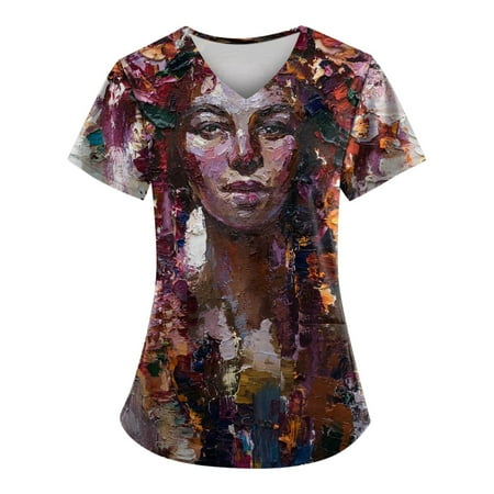 TKing Fashion Women Plus Size Scrubs Top V-Neck Short Sleeve Animal Print Pockets Work Blouse for Women Light Brown XL
TKing Fashion Women Plus Size Scrubs Top V-Neck Short Sleeve Animal Print Pockets Work Blouse for Women Light Brown XL