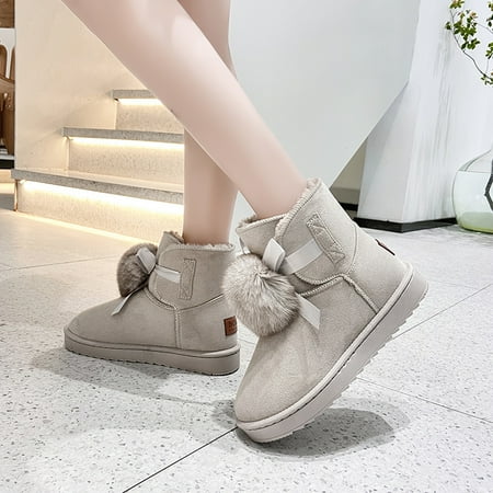 Elegant Thickening Plush Inner Snow Boots Round Toe Faux Leather Fluffy Bowknot Ankle Boots Women s Footwear
Elegant Thickening Plush Inner Snow Boots Round Toe Faux Leather Fluffy Bowknot Ankle Boots Women s Footwear