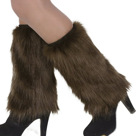 YMH Winter Fashion Women Boot Covers Furry Solid Color Faux Fur Soft Leg Warmers