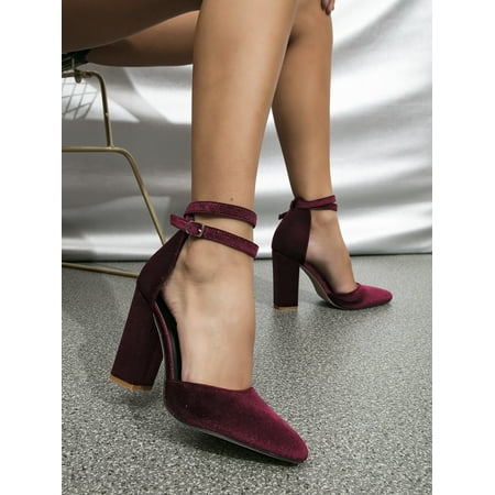 Point Toe Chunky Heeled Velvet Ankle Strap Pumps Women‘s Footwear
Point Toe Chunky Heeled Velvet Ankle Strap Pumps Women‘s Footwear