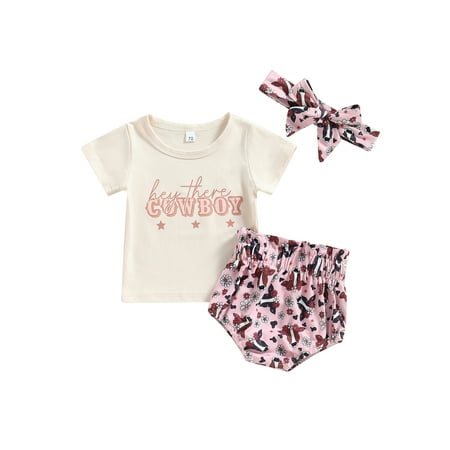 Arvbitana Toddler Baby Girl Shorts Set Letter Print Short Sleeve T-shirts + Cow Shorts Summer Casual Western Cowgirls Outfits 2Pcs 0-24M
Arvbitana Toddler Baby Girl Shorts Set Letter Print Short Sleeve T-shirts + Cow Shorts Summer Casual Western Cowgirls Outfits 2Pcs 0-24M