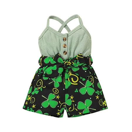 KelaJuan Baby Girls Summer Romper Sleeveless Shamrock Print Button Down Strap Jumpsuit Shorts
KelaJuan Baby Girls Summer Romper Sleeveless Shamrock Print Button Down Strap Jumpsuit Shorts